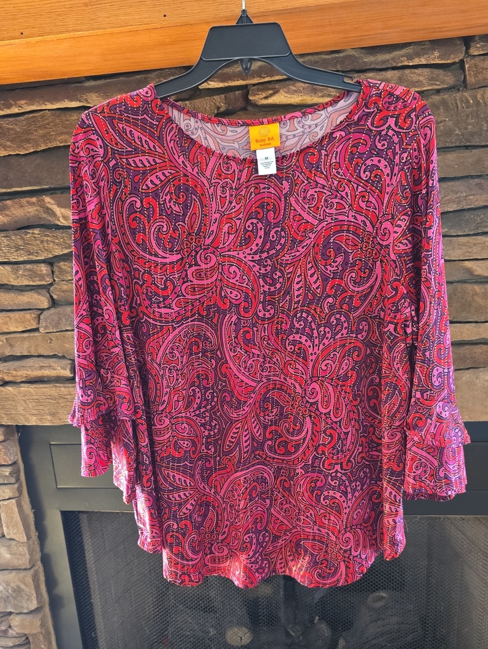 Ruby Rd. Pink & Purple Paisley Knit Tunic